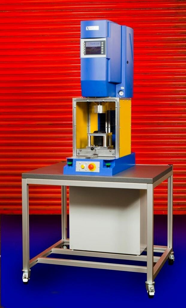 Spin Welding machine used in industrial manufacturing to create strong rotational welded joints in thermoplastic components.
