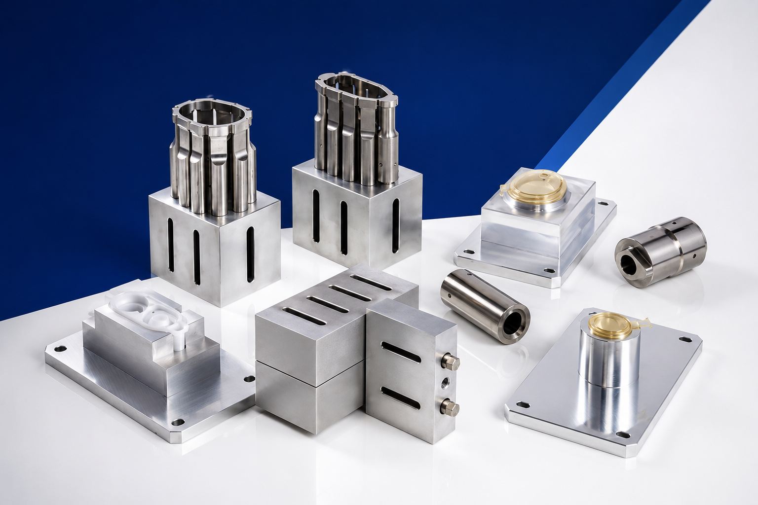 Precision tooling used in plastic welding for manufacturing medical-grade thermoplastic components.